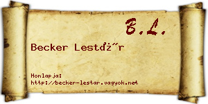 Becker Lestár névjegykártya